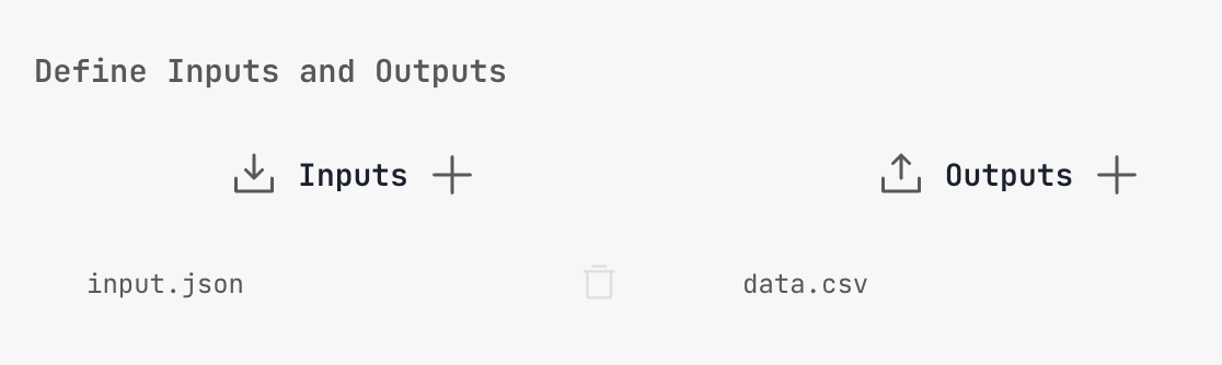 Inputs and outputs defined in Settings Inputs and outputs